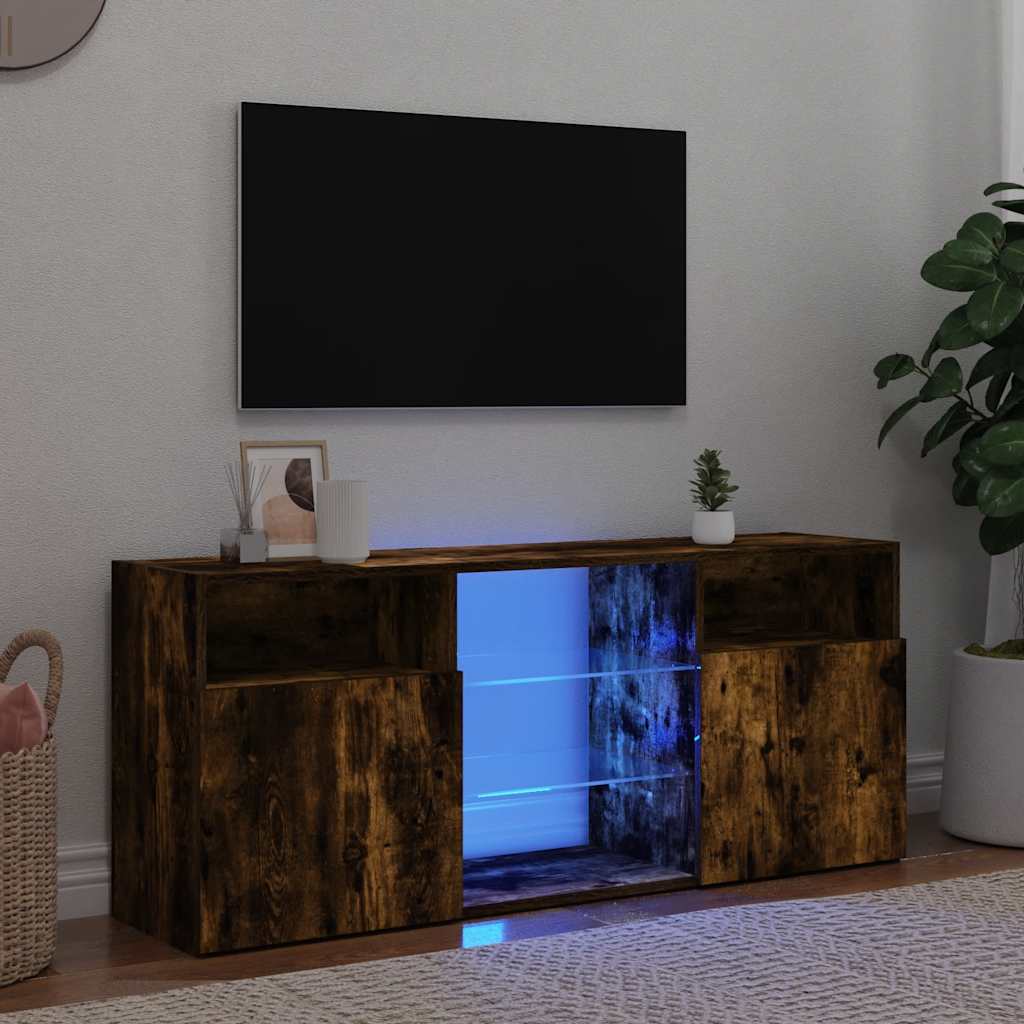 Mobile Porta TV con Luci LED Rovere Fumo 120x30x50 cm