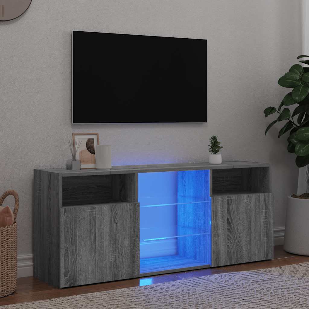 Mobile Porta TV con Luci LED Grigio Sonoma 120x30x50 cm
