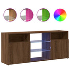 Mobile Porta TV con Luci LED Rovere Marrone 120x30x50 cm