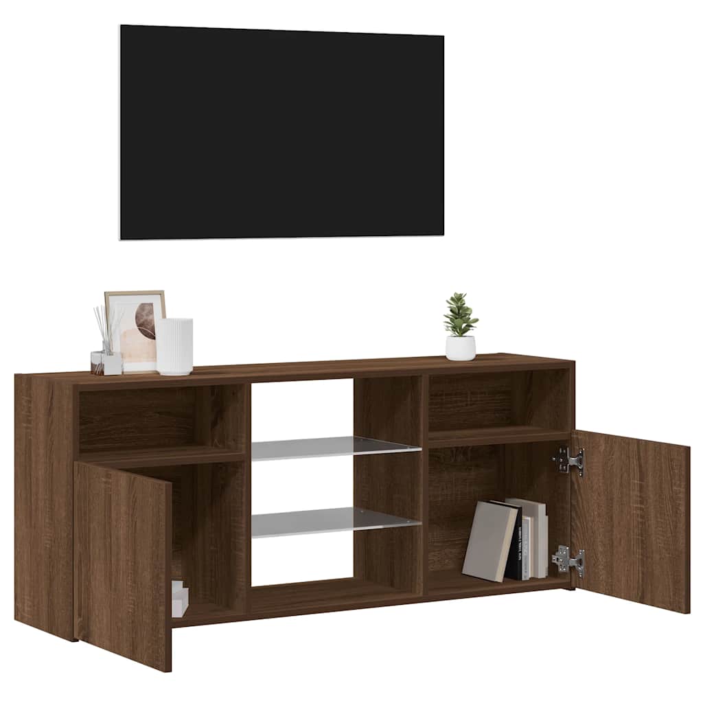 Mobile Porta TV con Luci LED Rovere Marrone 120x30x50 cm