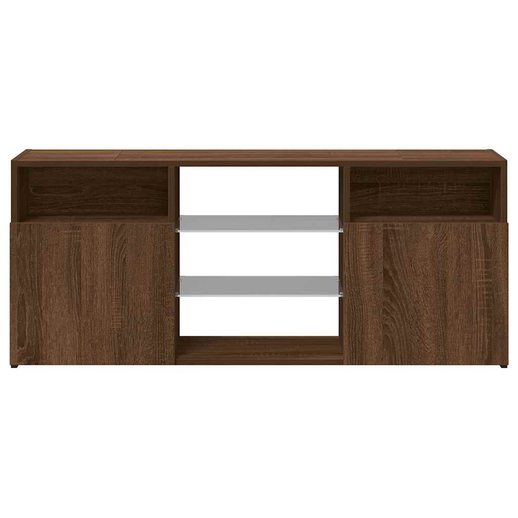 Mobile Porta TV con Luci LED Rovere Marrone 120x30x50 cm