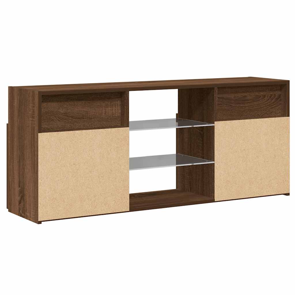 Mobile Porta TV con Luci LED Rovere Marrone 120x30x50 cm
