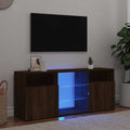 Mobile Porta TV con Luci LED Rovere Marrone 120x30x50 cm