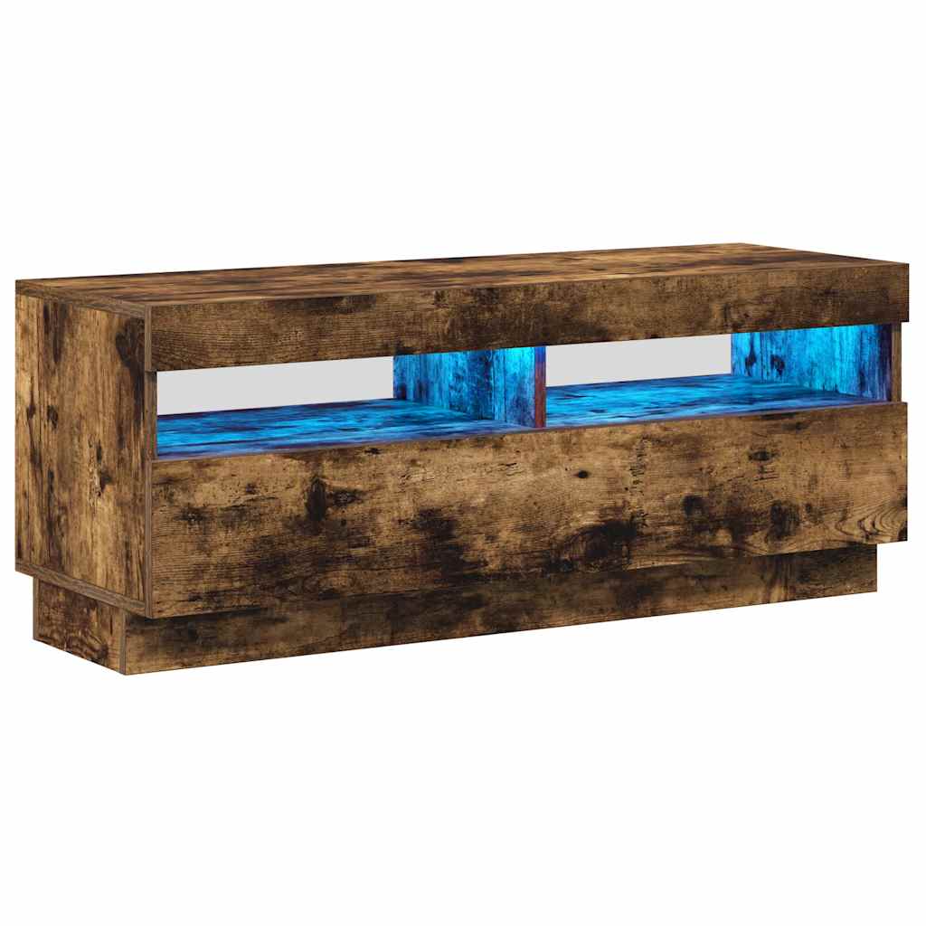 Mobile Porta TV con Luci LED Rovere Fumo 100x35x40 cm