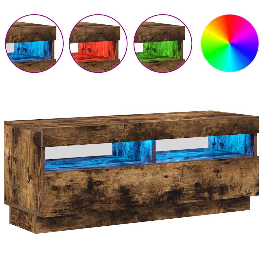 Mobile Porta TV con Luci LED Rovere Fumo 100x35x40 cm