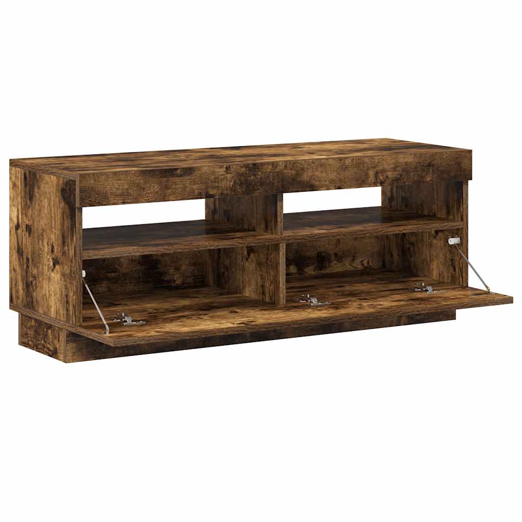Mobile Porta TV con Luci LED Rovere Fumo 100x35x40 cm