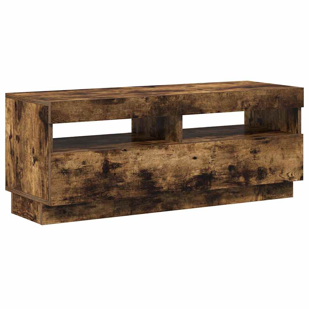 Mobile Porta TV con Luci LED Rovere Fumo 100x35x40 cm