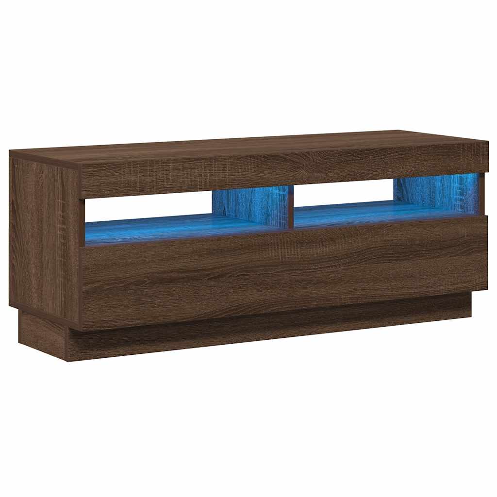 Mobile Porta TV con Luci LED Rovere Marrone 100x35x40 cm