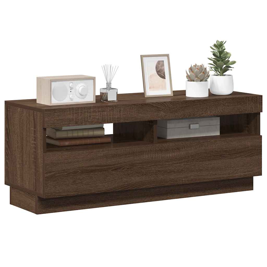 Mobile Porta TV con Luci LED Rovere Marrone 100x35x40 cm