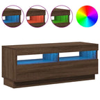 Mobile Porta TV con Luci LED Rovere Marrone 100x35x40 cm