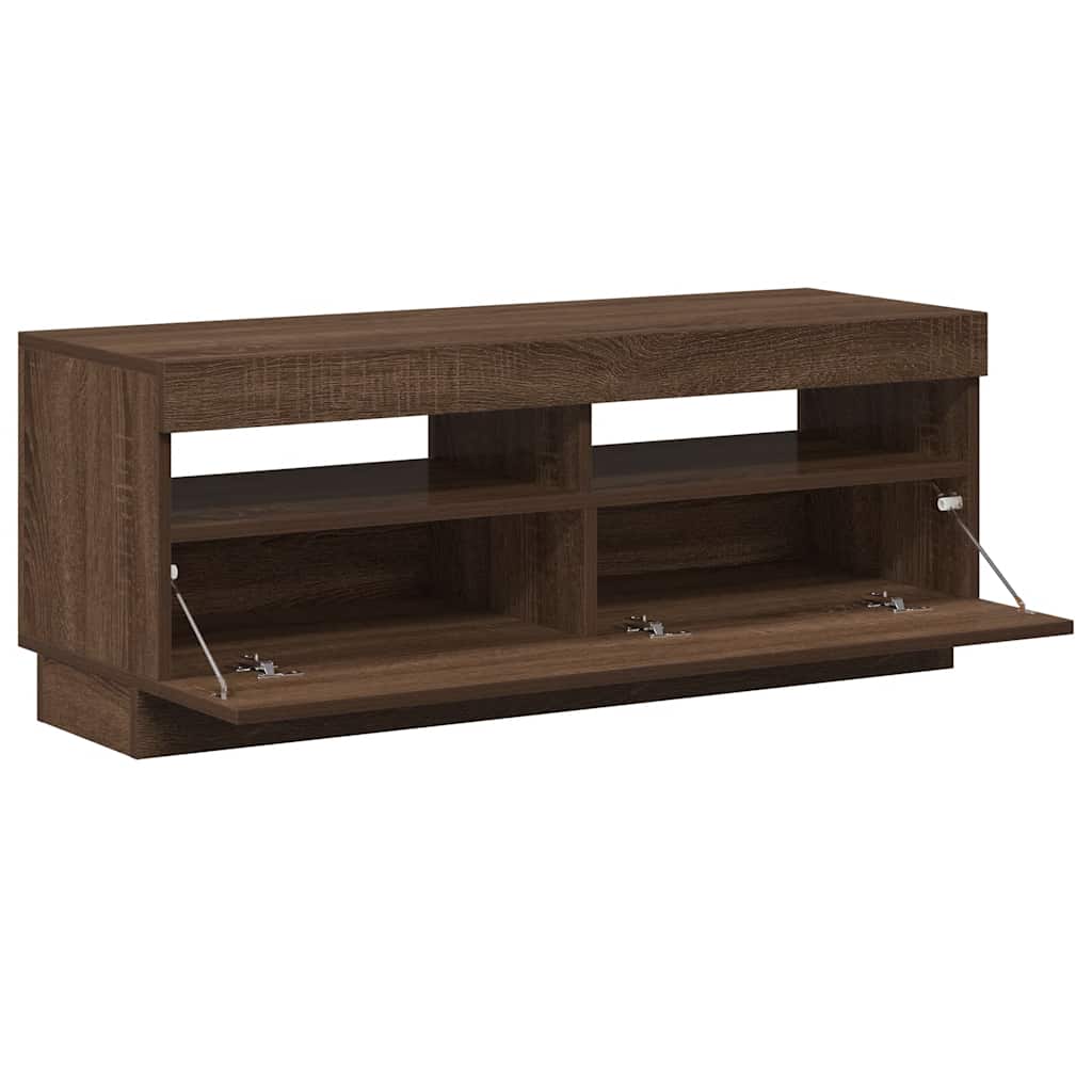 Mobile Porta TV con Luci LED Rovere Marrone 100x35x40 cm