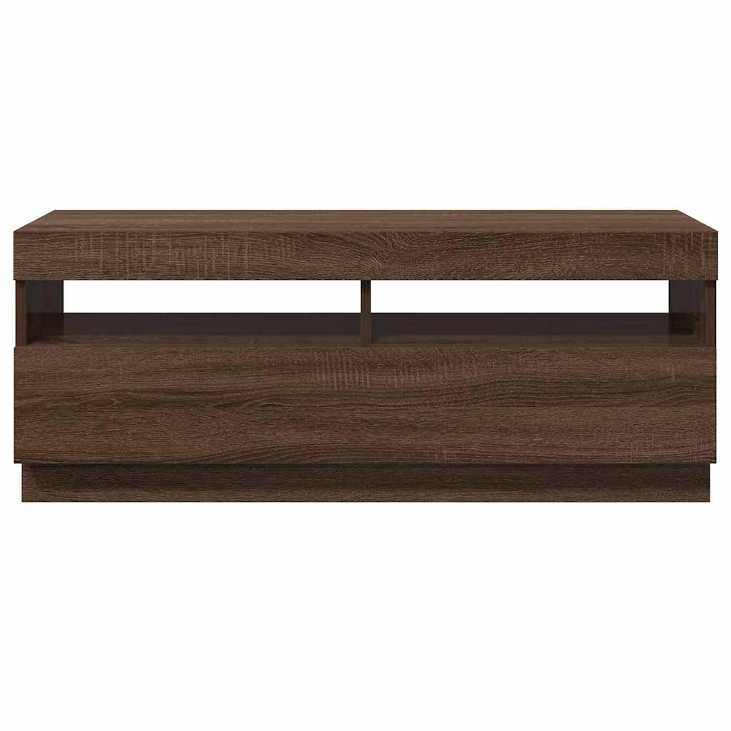 Mobile Porta TV con Luci LED Rovere Marrone 100x35x40 cm