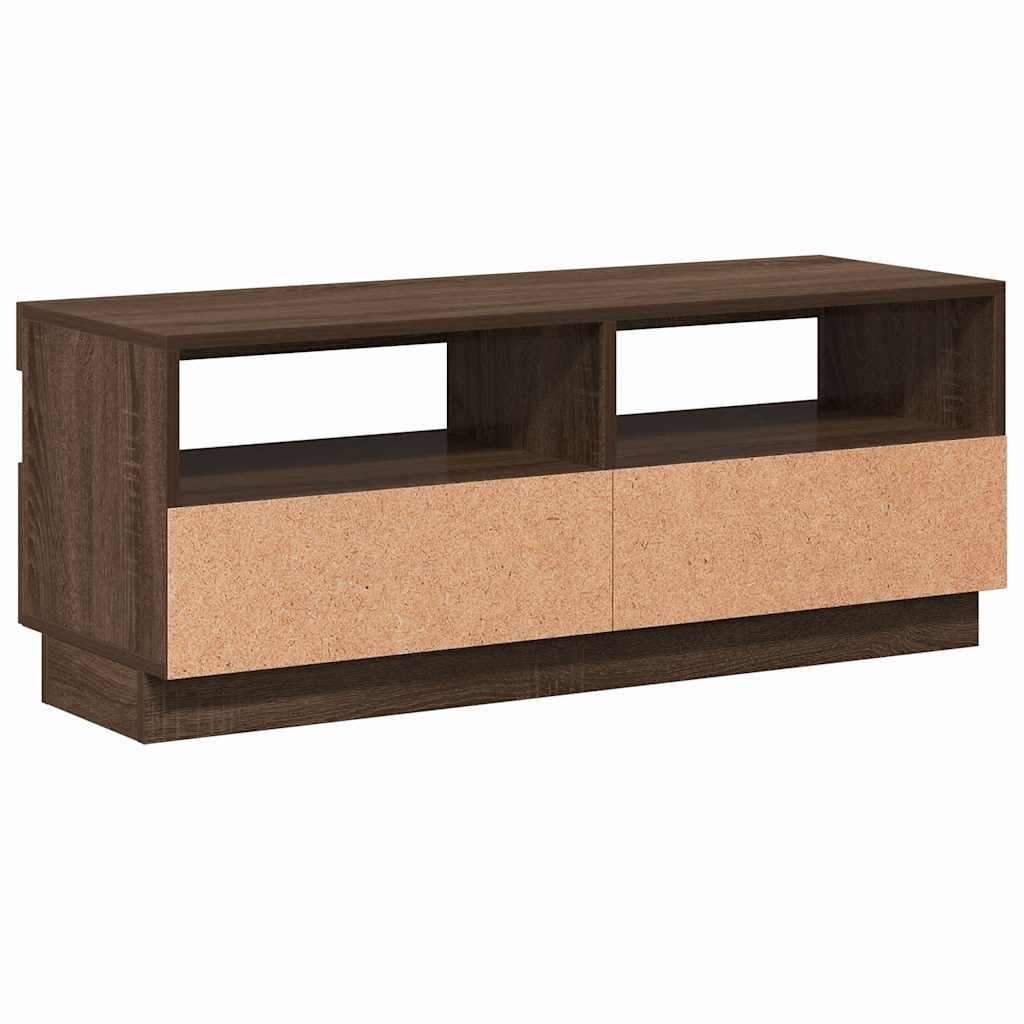 Mobile Porta TV con Luci LED Rovere Marrone 100x35x40 cm