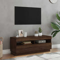 Mobile Porta TV con Luci LED Rovere Marrone 100x35x40 cm