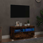 Mobile Porta TV con Luci LED Rovere Fumo 80x35x40 cm