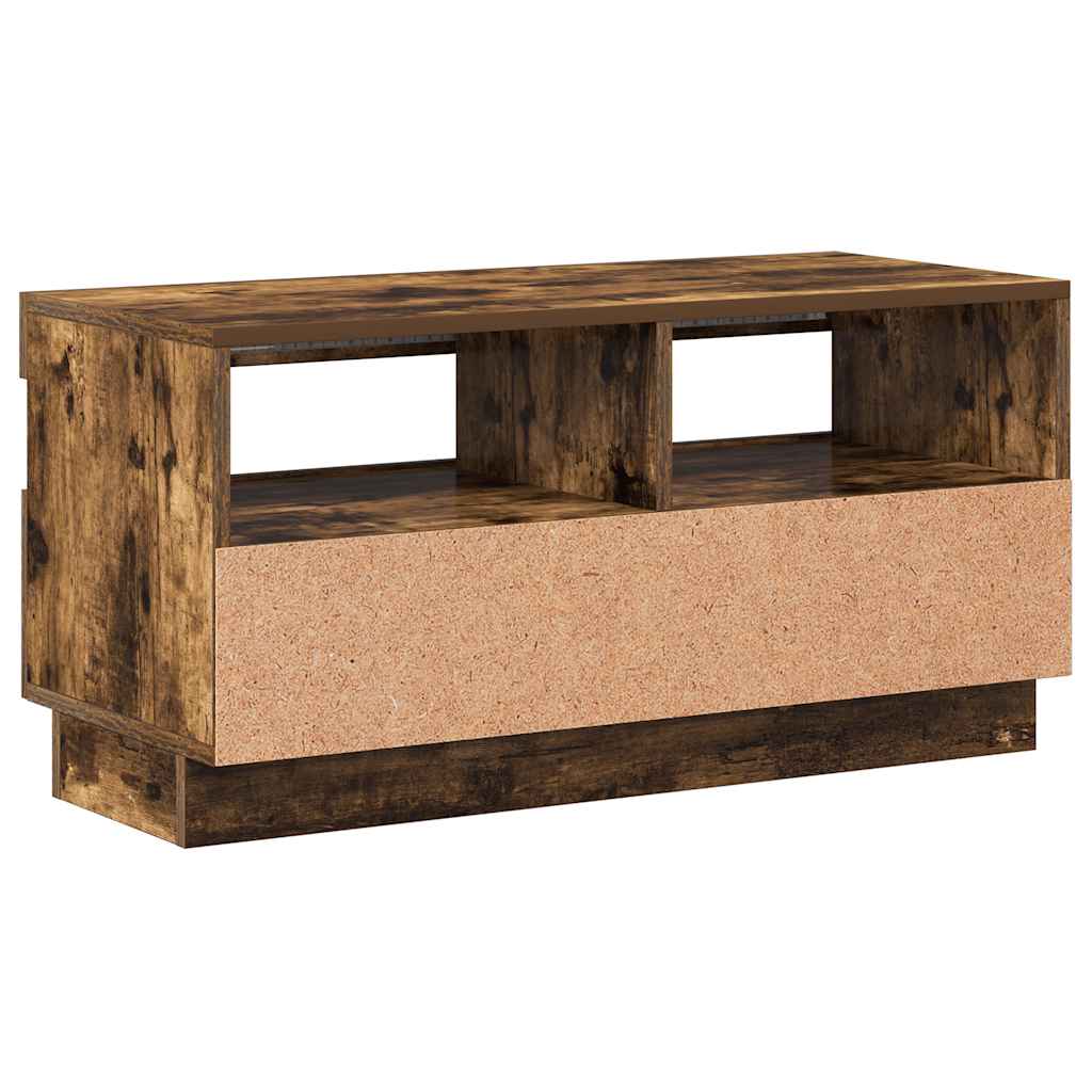 Mobile Porta TV con Luci LED Rovere Fumo 80x35x40 cm