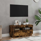 Mobile Porta TV con Luci LED Rovere Fumo 80x35x40 cm