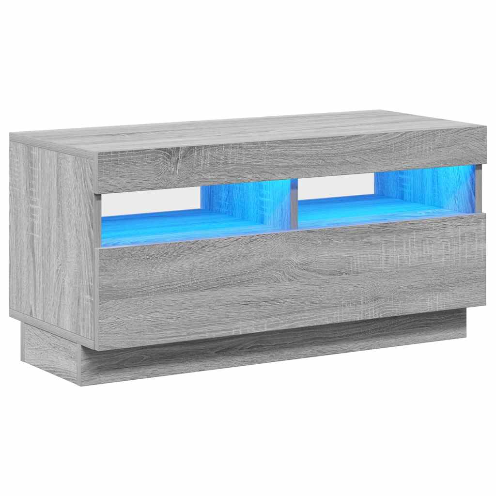 Mobile Porta TV con Luci LED Grigio Sonoma 80x35x40 cm