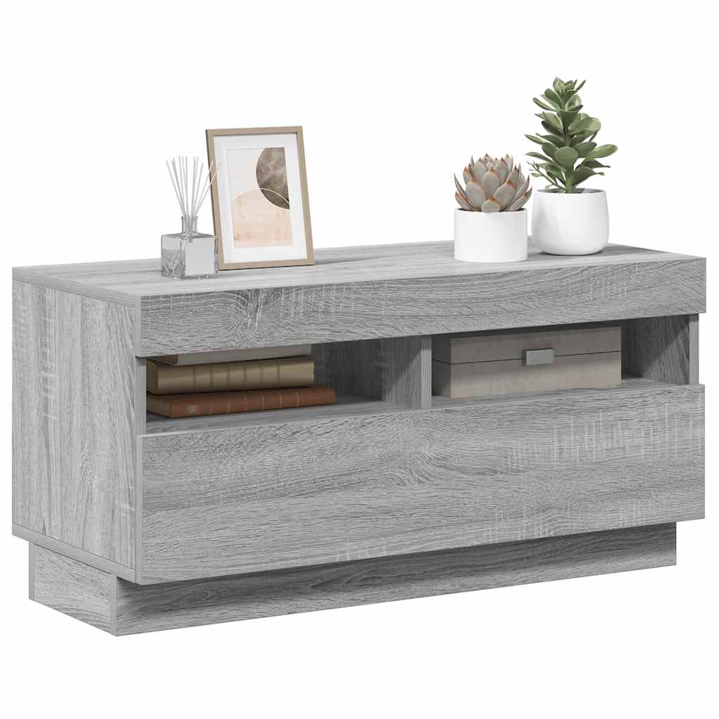 Mobile Porta TV con Luci LED Grigio Sonoma 80x35x40 cm