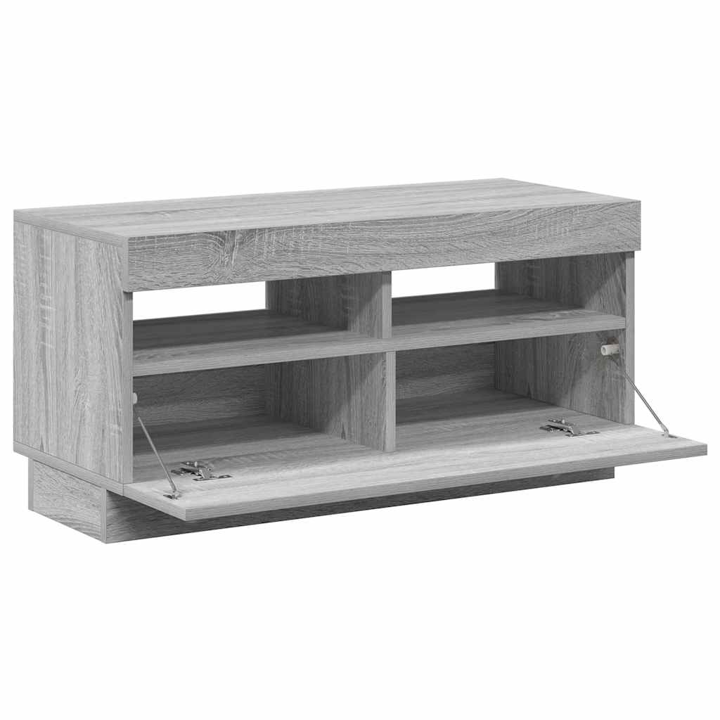 Mobile Porta TV con Luci LED Grigio Sonoma 80x35x40 cm