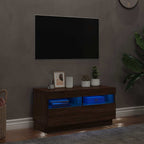 Mobile Porta TV con Luci LED Rovere Marrone 80x35x40 cm