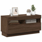 Mobile Porta TV con Luci LED Rovere Marrone 80x35x40 cm