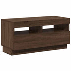 Mobile Porta TV con Luci LED Rovere Marrone 80x35x40 cm