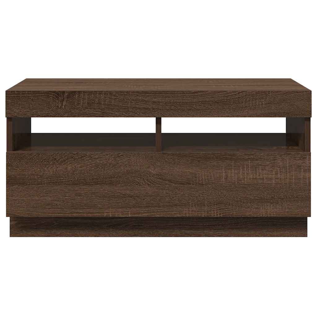 Mobile Porta TV con Luci LED Rovere Marrone 80x35x40 cm
