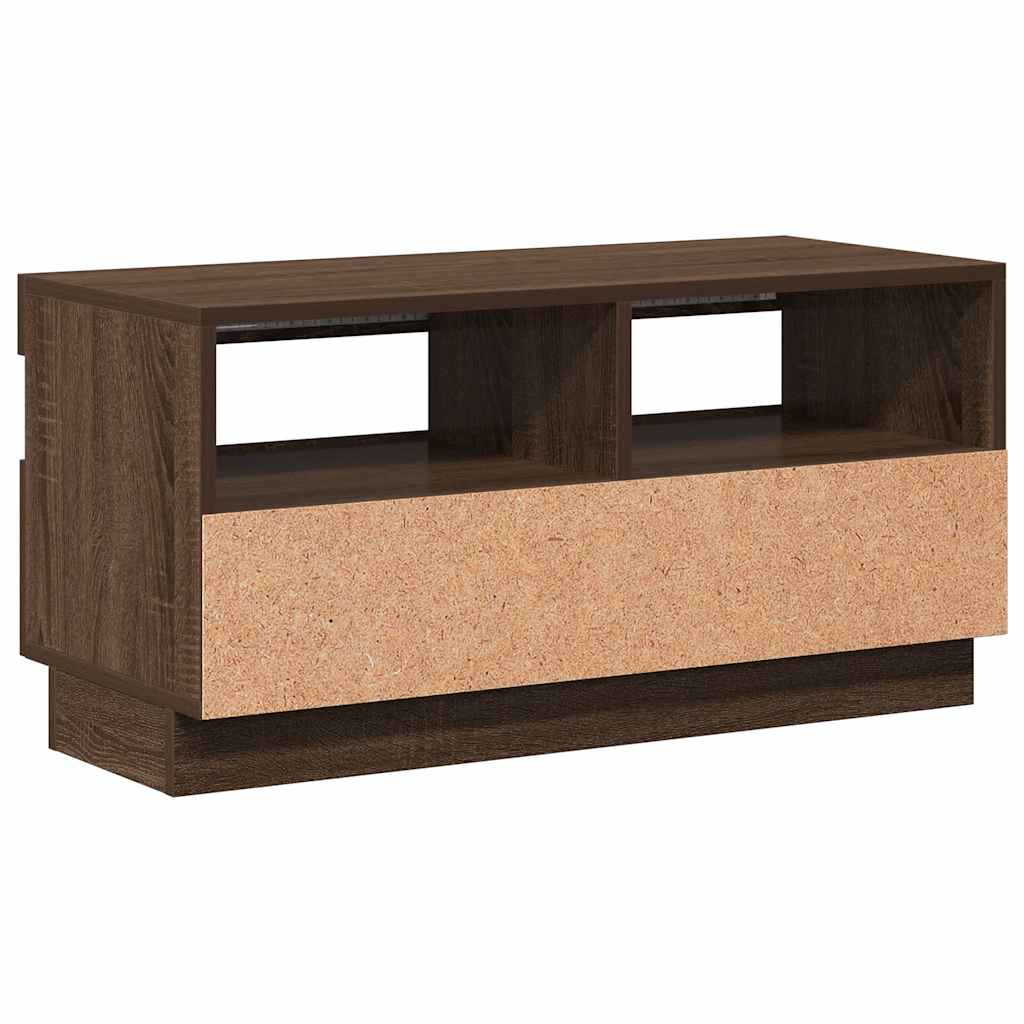 Mobile Porta TV con Luci LED Rovere Marrone 80x35x40 cm