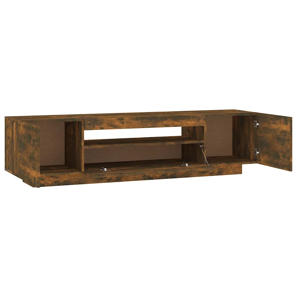Mobile Porta TV con Luci LED Rovere Fumo 160x35x40 cm