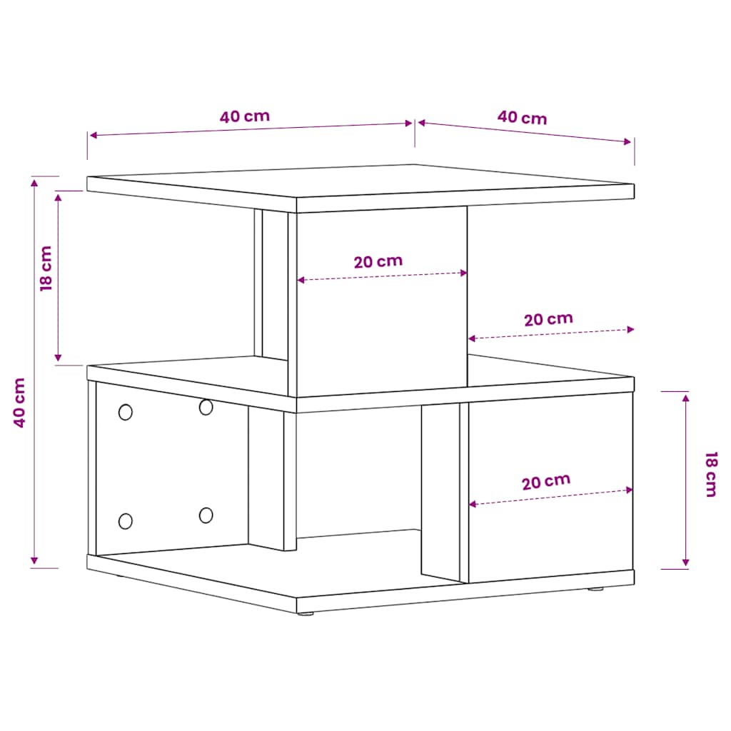 Tavolino da Salotto Rovere Fumo 40x40x40cm in Legno Multistrato