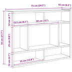 Mensola a Muro Rovere Fumo 75x16x55 cm in Legno Multistrato