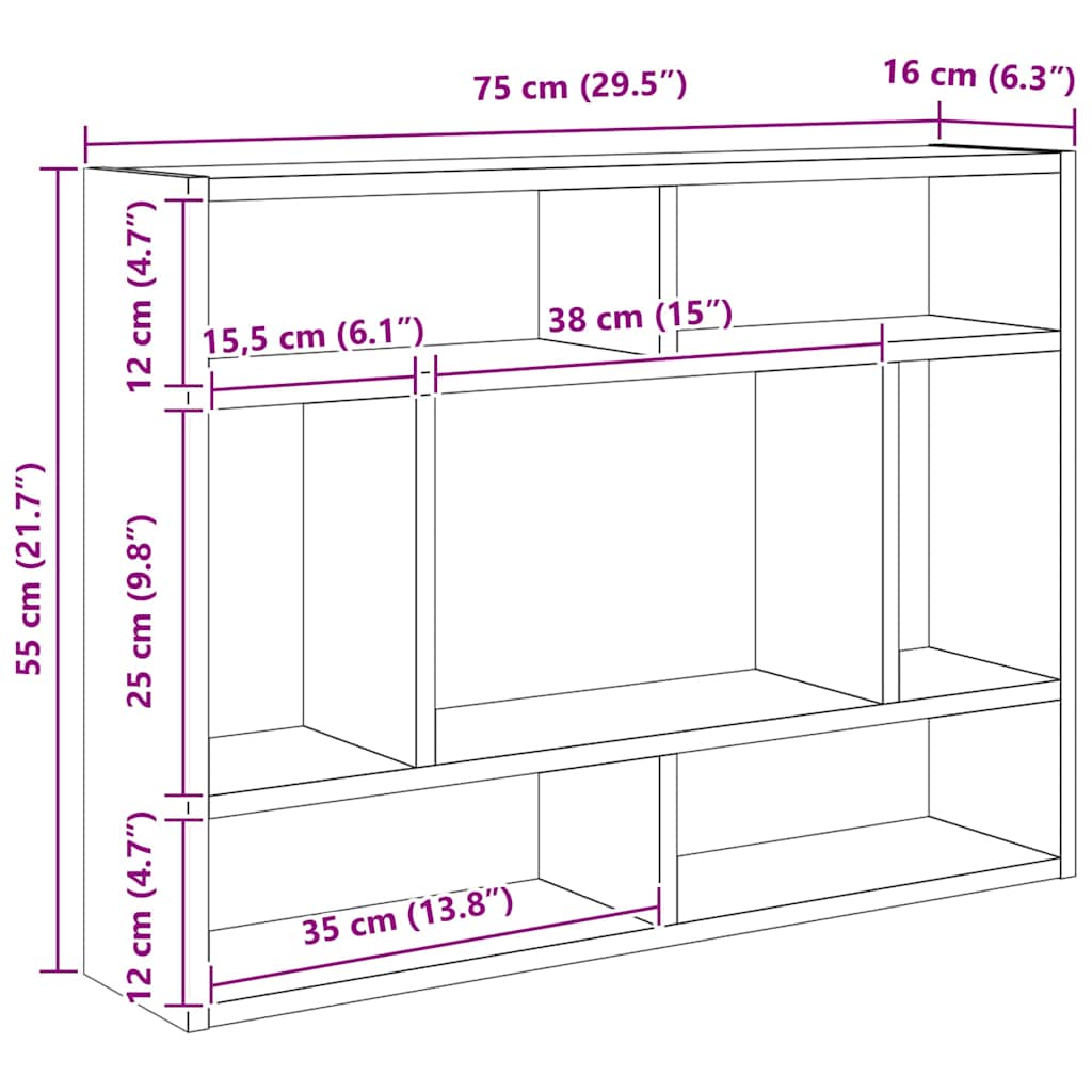Mensola a Muro Rovere Fumo 75x16x55 cm in Legno Multistrato