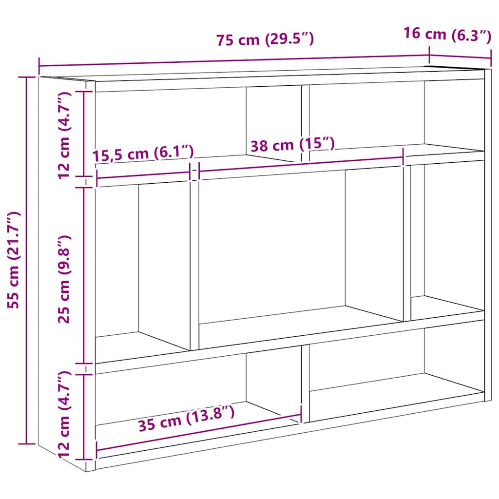 Mensola a Muro Grigio Sonoma 75x16x55 cm in Legno Multistrato