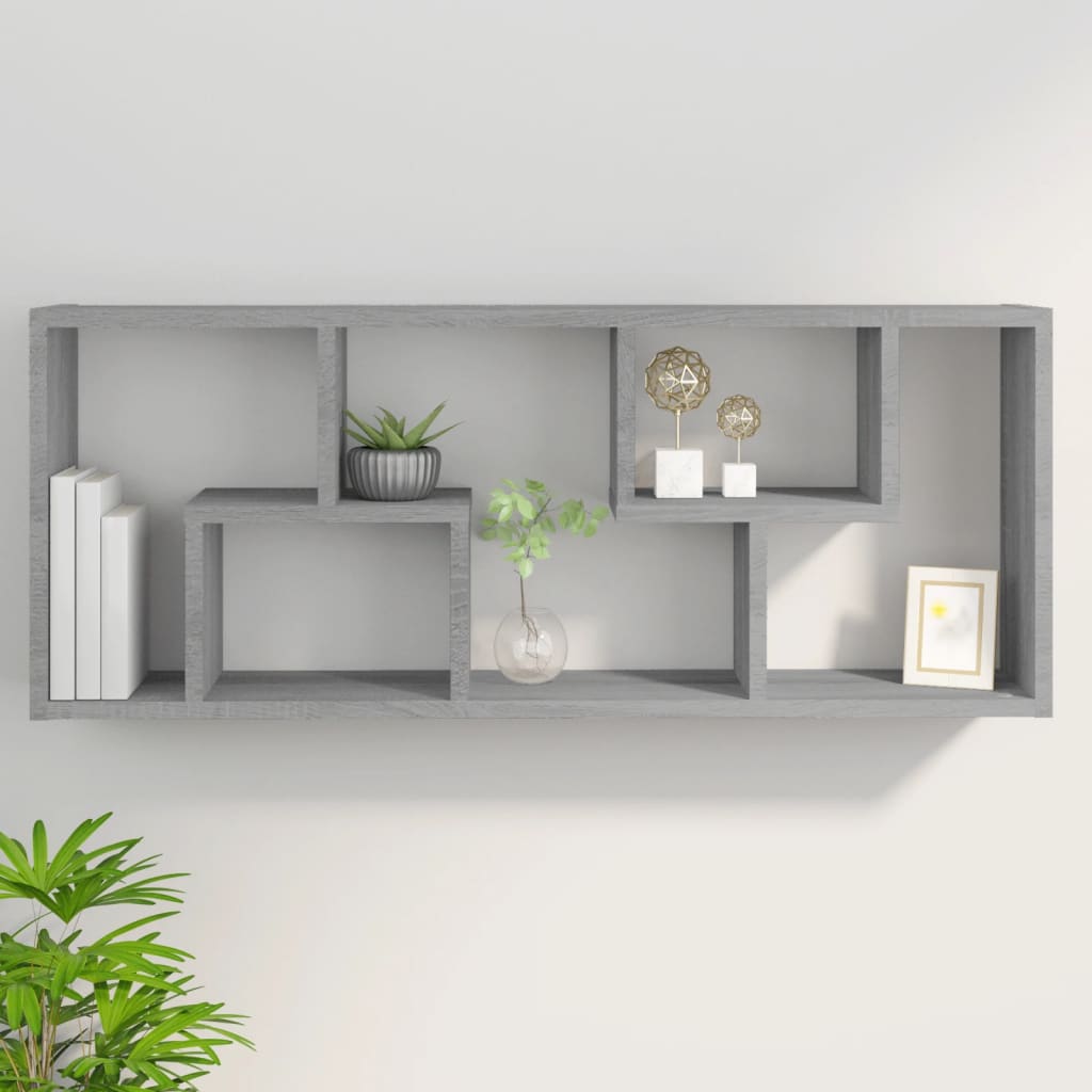 Mensola a Muro Grigio Sonoma 36x16x90 cm in Legno Multistrato