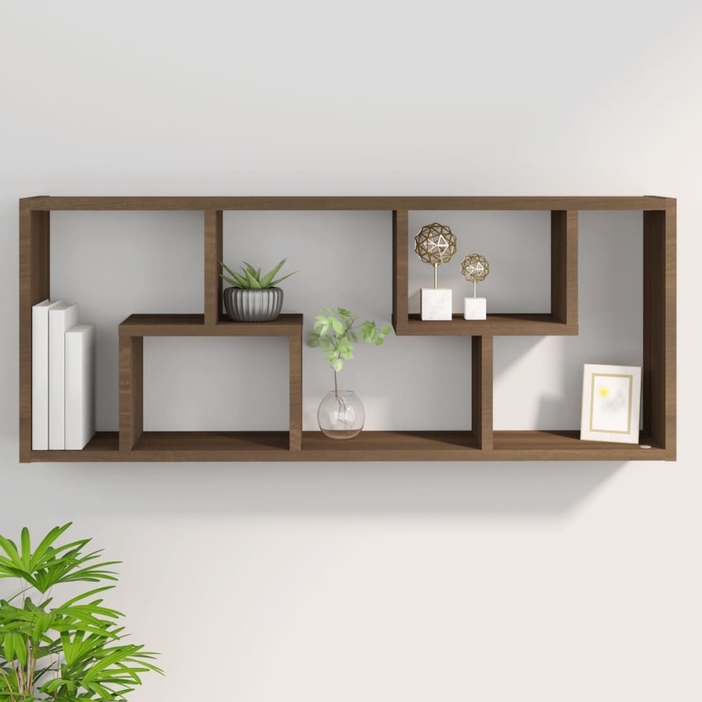 Mensola a Muro Rovere Marrone 36x16x90 cm in Legno Multistrato