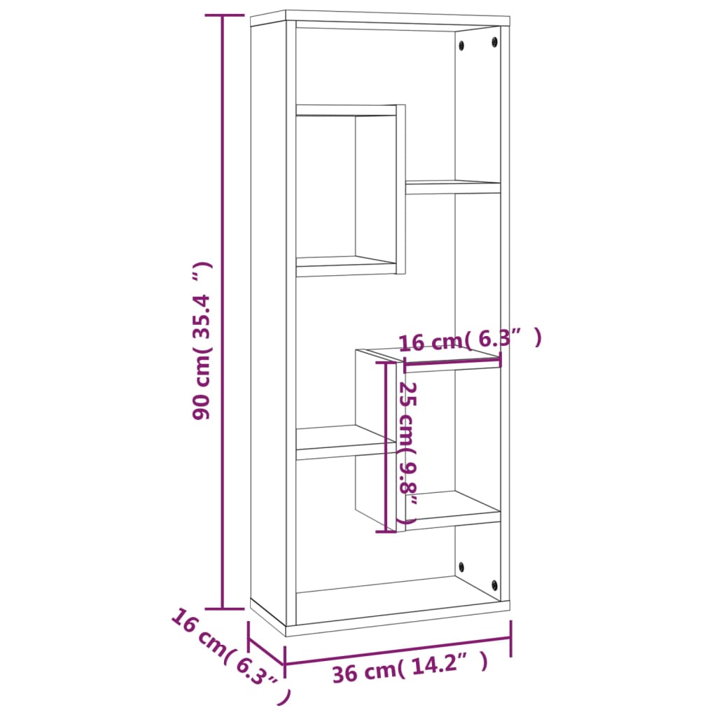 Mensola a Muro Rovere Marrone 36x16x90 cm in Legno Multistrato