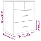 Comodini 2 pz Grigio Sonoma 50x32x60 cm