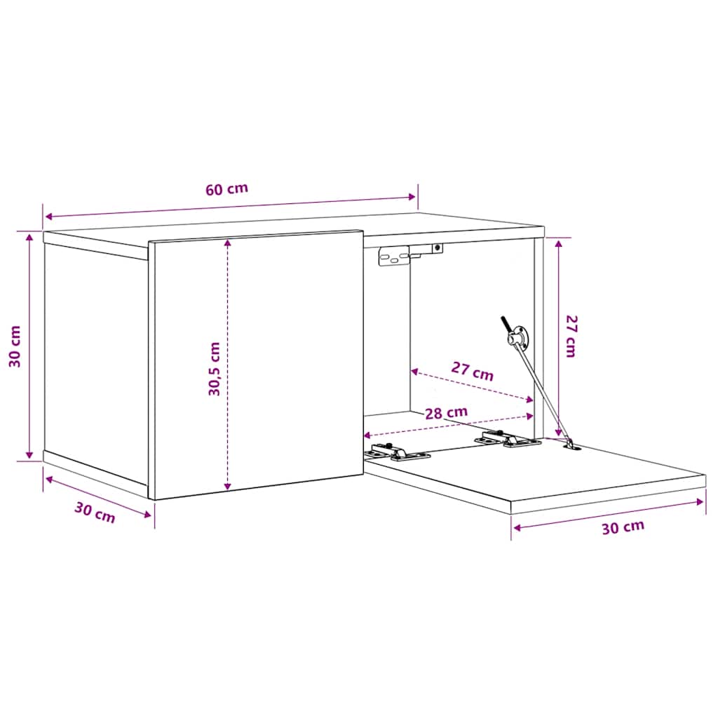 Mobile TV Pensile Grigio Sonoma 60x30x30cm in Legno Multistrato