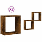 Mensole a Cubo 2 pz Rovere Fumo 30x15x30 cm