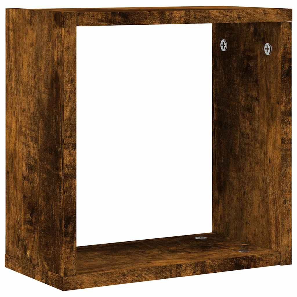 Mensole a Cubo 2 pz Rovere Fumo 30x15x30 cm