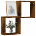 Mensole a Cubo 2 pz Rovere Fumo 30x15x30 cm