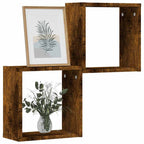 Mensole a Cubo 2 pz Rovere Fumo 30x15x30 cm