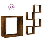Mensole a Cubo 4 pz Rovere Fumo 30x15x30 cm
