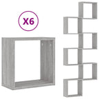 Mensole Parete a Cubo 6 pz Grigio Sonoma 30x15x30 cm