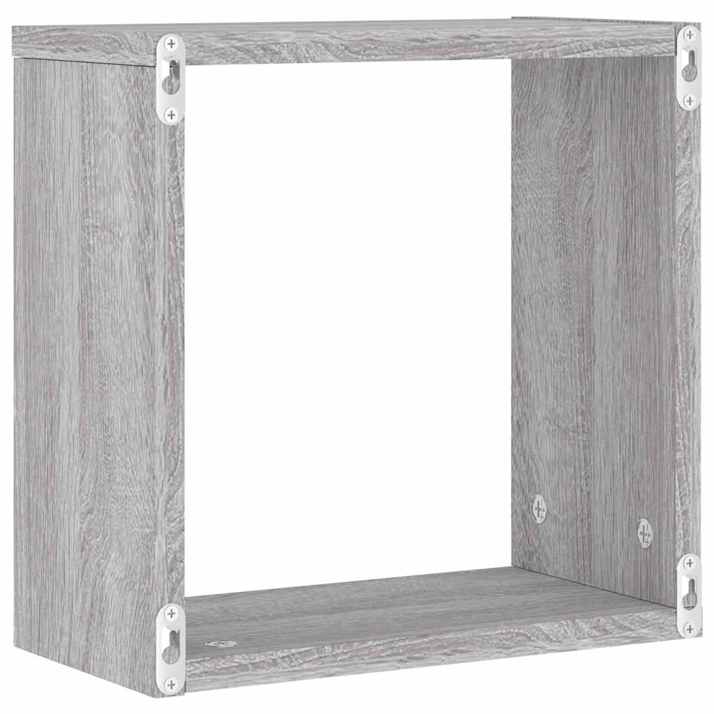 Mensole Parete a Cubo 6 pz Grigio Sonoma 30x15x30 cm