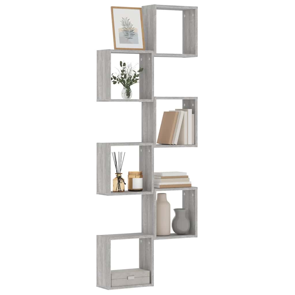 Mensole Parete a Cubo 6 pz Grigio Sonoma 30x15x30 cm