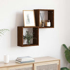 Mensole a Cubo 2 pz Rovere Marrone 30x15x30 cm