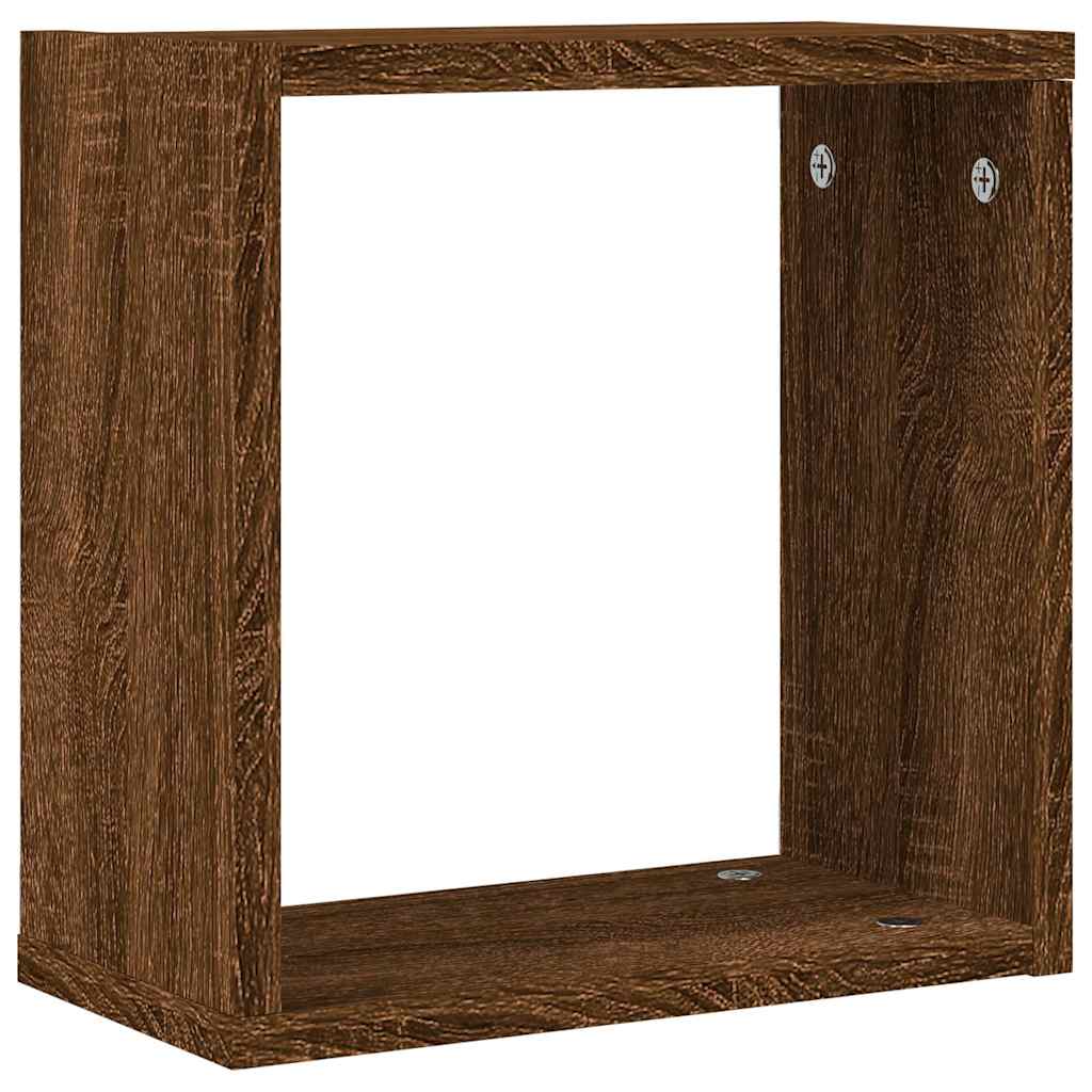 Mensole a Cubo 2 pz Rovere Marrone 30x15x30 cm