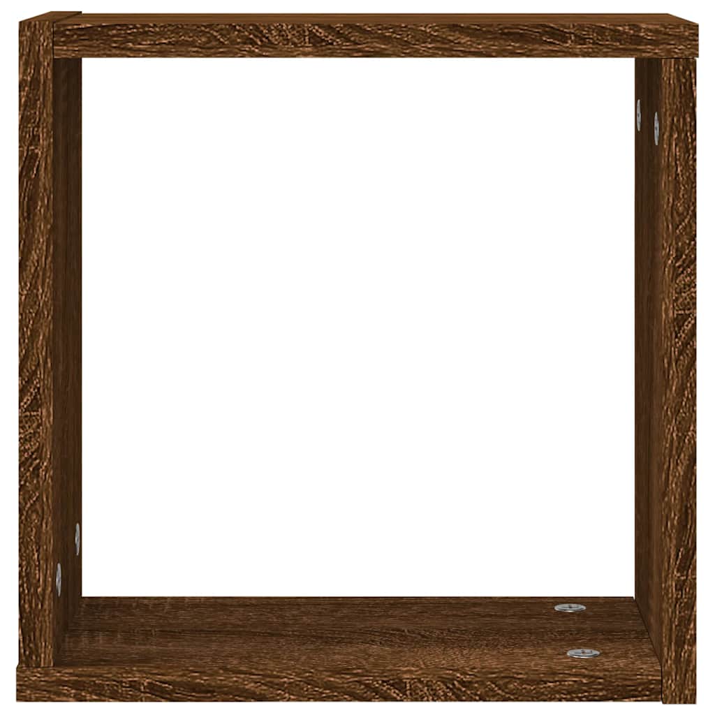 Mensole a Cubo 2 pz Rovere Marrone 30x15x30 cm